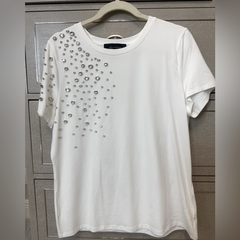 White House Black Market White Embellished Tee